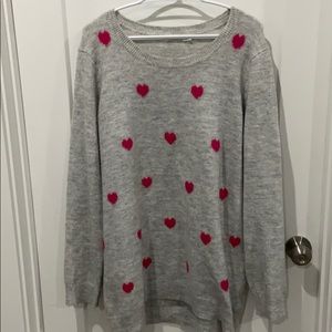 Grey sweater with hearts